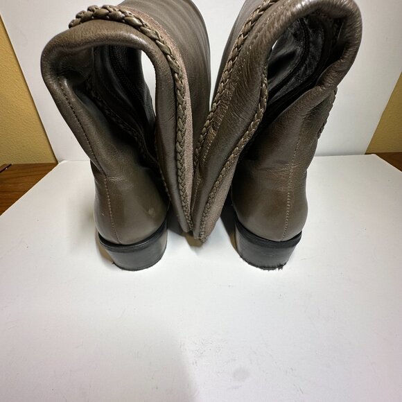 Naughty Monkey Knee High Leather Riding Boot in Olive w/ side zipper size 8.5 - Picture 8 of 14